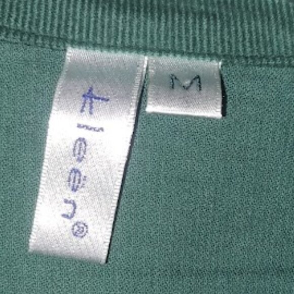 kleen Green Cordoroy Button Down Long Sleeve with Peplum Waist Shirt Size Medium - Picture 5 of 6